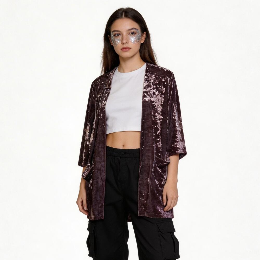 American Eagle Velvet Duster • Size Small • Oversized Fit • Front Pockets
